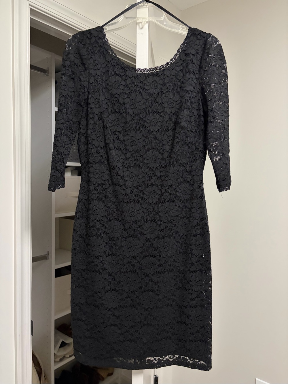 Eliza J Black Lace Sheath Cocktail Dress Gold Zip Size 10
